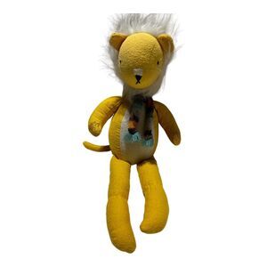 Land Of Nod Lion Plush Yellow Scarf 20” Stuffed Animal FLAWS